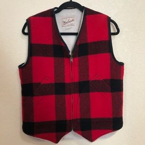 Woolrich Small Red & Black Buffalo Plaid Wool Vest